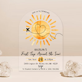 Erste Reise um die Sonne 1. Geburtstag Acryleinladungen