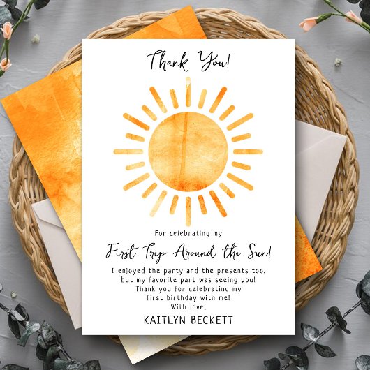 Erste Reise um die Sonne 1. Geburtstag Dankeskarte