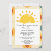 Erste Reise um die Sonne 1. Geburtstag Einladung (Vorderseite)