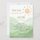 Erste Reise um die Sonne 1. Geburtstag Einladung (Vorderseite)