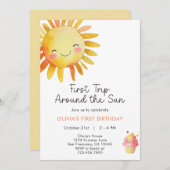 Erste Reise um die Sonne 1. Geburtstag Einladung (Vorne/Hinten)