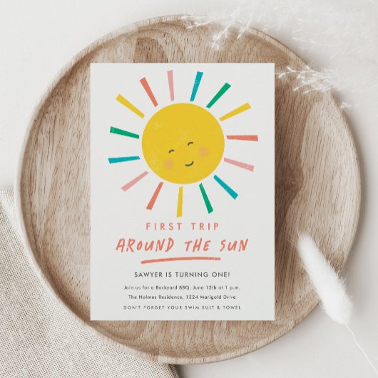 Erste Reise um die Sonne 1. Geburtstag Einladung