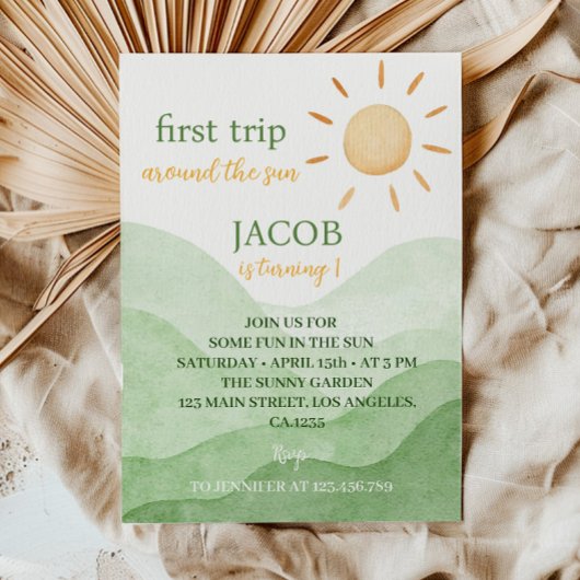 Erste Reise um die Sonne 1. Geburtstag Einladung
