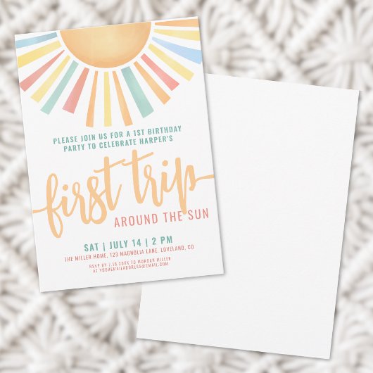 Erste Reise um die Sonne 1. Geburtstag Einladung