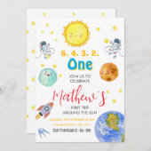 Erste Reise um die Sonne 1. Geburtstag Einladung (Vorne/Hinten)