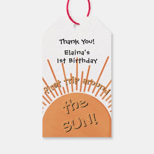 Erste Reise um die Sonne 1. Geburtstag Geschenkanhänger (Rückseite)