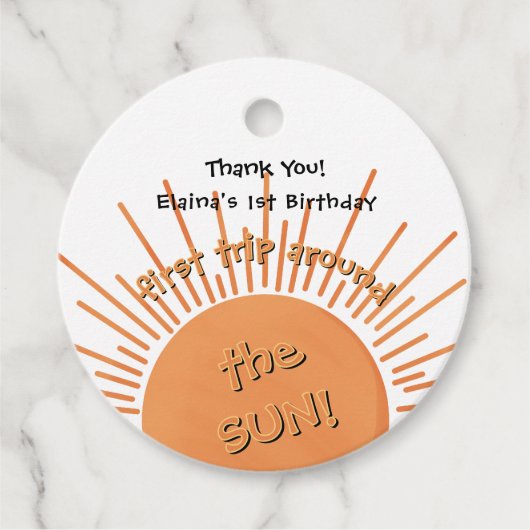 Erste Reise um die Sonne 1. Geburtstag Geschenkanhänger (Vorderseite)