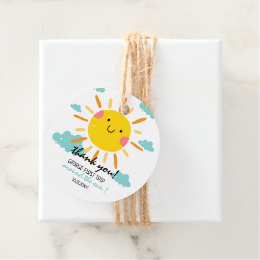 Erste Reise um die Sonne 1. Geburtstag Geschenkanhänger (Beispiel)