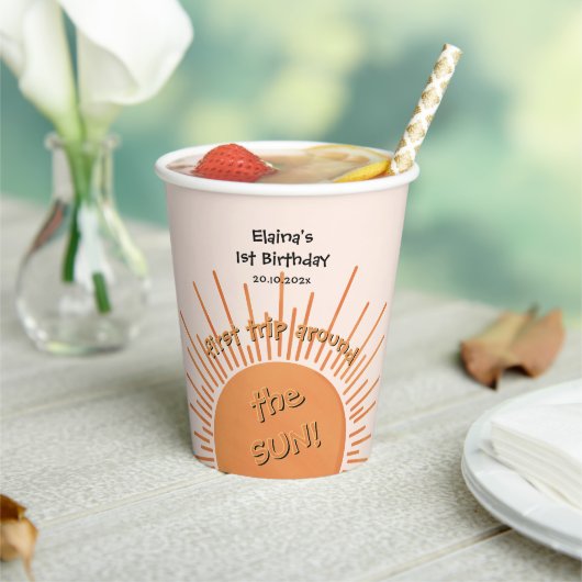 Erste Reise um die Sonne 1. Geburtstag Pappbecher (In Situ)