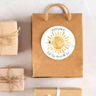 Erste Reise um die Sonne 1. Geburtstag Runder Aufkleber