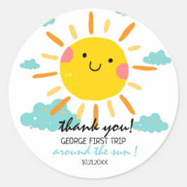 Erste Reise um die Sonne 1. Geburtstag Runder Aufkleber