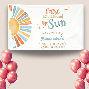 Erste Reise um die Sonne 1. Geburtstags-Willkommen Banner