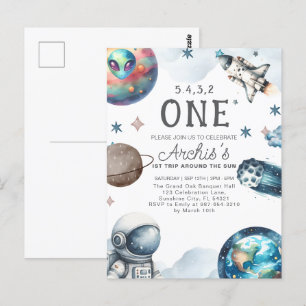 Erste Reise um die Sonne Astronauten-Geburtstag Postkarte