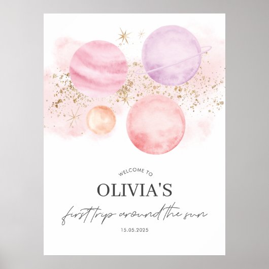 Erste Reise um die Sonne Begrüßungszeichen Plakat (Vorne)