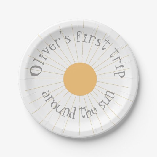 Erste Reise um die Sonne Birthday boho Pappteller (Vorderseite)