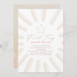 Erste Reise um die Sonne Boho 1. Geburtstag Einladung