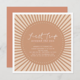 Erste Reise um die Sonne Boho 1. Geburtstag Einladung