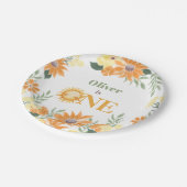 Erste Reise um die Sonne Boho Floral Pappteller (Schrägansicht)