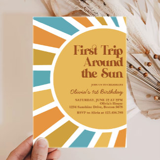 Erste Reise um die Sonne Boho Sonnenschein Geburts Einladung