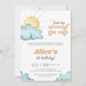 Erste Reise um die Sonne Boho Sonnenschein Geburts Einladung (Vorderseite)