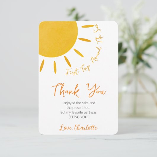 Erste Reise um die Sonne Dankeschön Karte (Stehend Vorderseite)