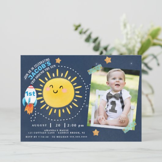 Erste Reise um die Sonne Einladung (Stehend Vorderseite)