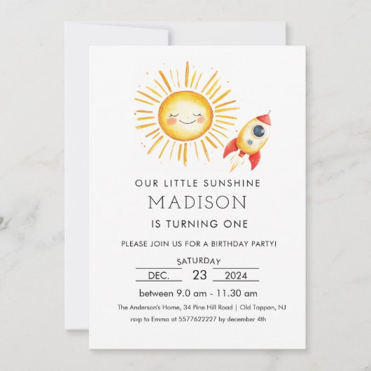 Erste Reise um die Sonne Einladung (Vorderseite)