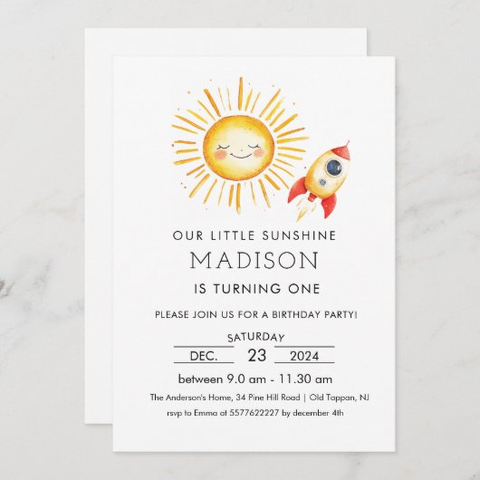 Erste Reise um die Sonne Einladung (Vorne/Hinten)