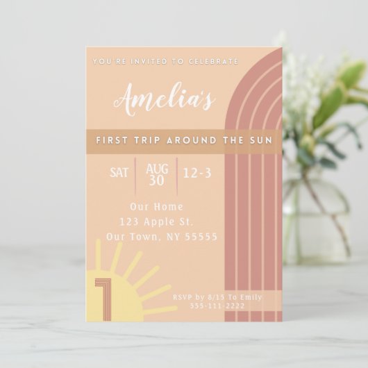 Erste Reise um die Sonne Einladung (Stehend Vorderseite)