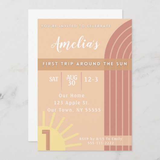 Erste Reise um die Sonne Einladung (Vorne/Hinten)