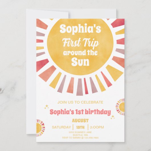 Erste Reise um die Sonne Einladung (Vorderseite)