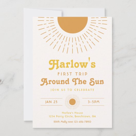 Erste Reise um die Sonne Einladung | Boho (Vorderseite)