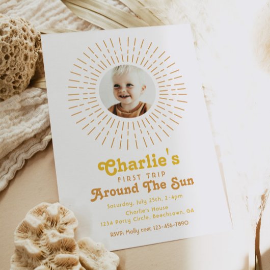 Erste Reise um die Sonne Einladung | Boho