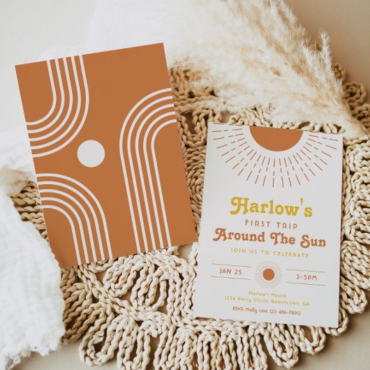 Erste Reise um die Sonne Einladung | Boho