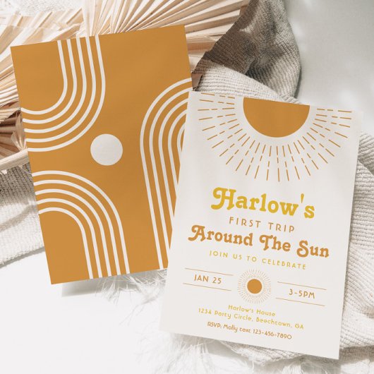 Erste Reise um die Sonne Einladung | Boho