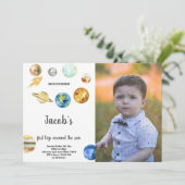 Erste Reise um die Sonne Einladung zum Geburtstag (Stehend Vorderseite)