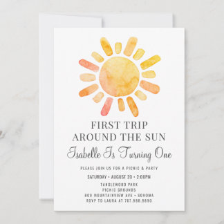 Erste Reise um die Sonne Erster Geburtstag Einladung