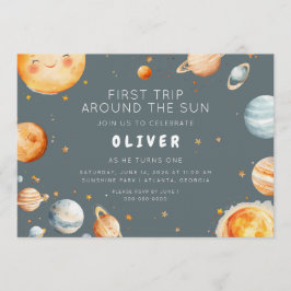 Erste Reise um die Sonne Erster Geburtstag Einladung