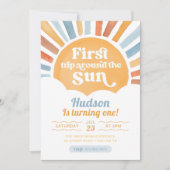 Erste Reise um die Sonne Erster Geburtstag Einladung (Vorderseite)