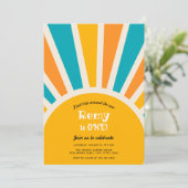 Erste Reise um die Sonne Erster Geburtstag Einladung (Stehend Vorderseite)