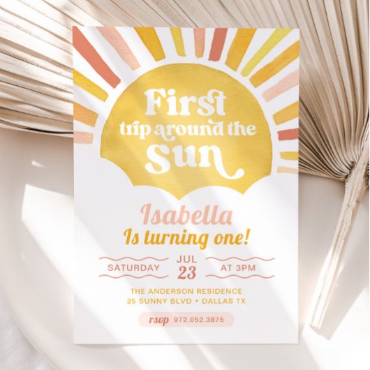 Erste Reise um die Sonne Erster Geburtstag Einladung