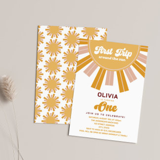 Erste Reise um die Sonne Erster Geburtstag Einladung