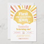 Erste Reise um die Sonne Erster Geburtstag Einladung (Vorderseite)