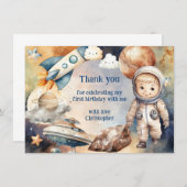 Erste Reise um die Sonne Geburtstag Danke Karte (Vorne/Hinten)