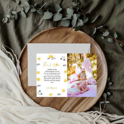 Erste Reise um die Sonne Geburtstag Danke Karte