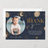 Erste Reise um die Sonne Geburtstag Danke Karte (Vorne/Hinten)