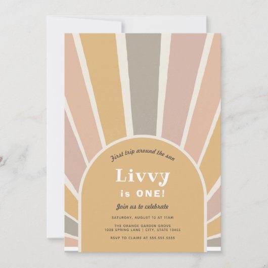 Erste Reise um die Sonne Geburtstag Einladung (Vorderseite)