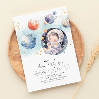 Erste Reise um die Sonne Geburtstag Einladung