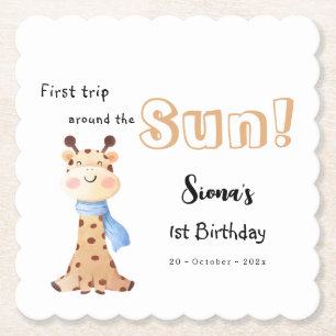 Erste Reise um die Sonne Giraffe 1. Geburtstag Untersetzer