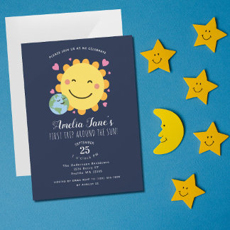 Erste Reise um die Sonne Kinder 1. Geburtstag Einladung